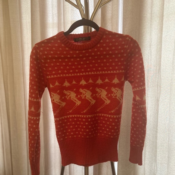 Vintage 70’s Cecily Red and white skiing logo Sweater. Adorable for the snow. - Picture 1 of 7